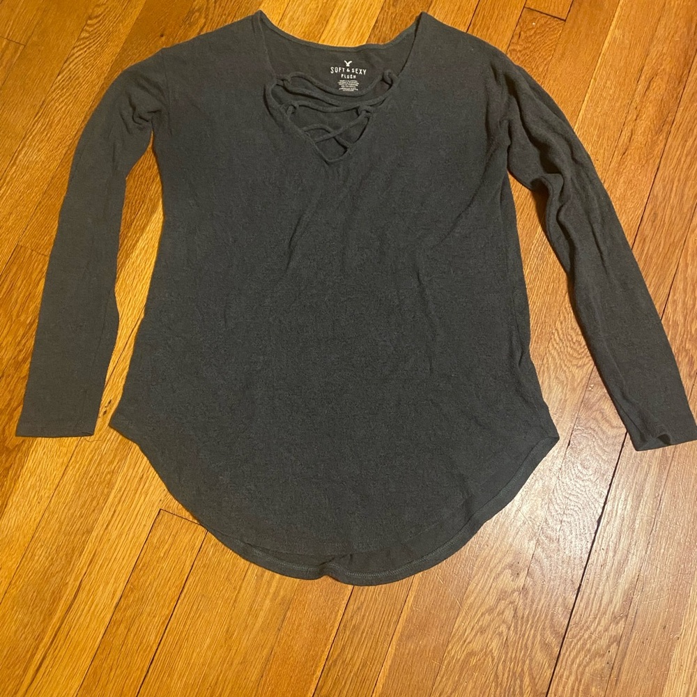 American Eagle Long Sleeve Oversized Long Sleeve Top